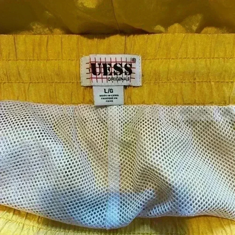 Guess Yellow Swim Shorts Beachwear Men's Size Large Retro 90s Designer Like New